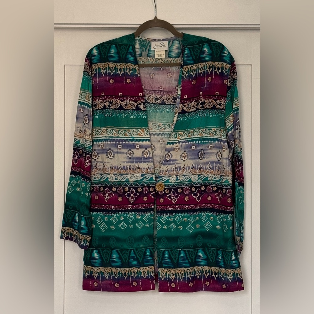 Patterned Green & Plum Blazer by Joan Steele